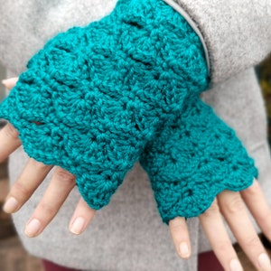 Teal Fingerless Gloves Fingerless Mittens Womens, Wrist Warmers, Arm Warmers, gift for women, mom gift