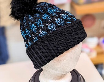 Gorro de crochet unisex: gorro con pompón vibrante hecho a mano