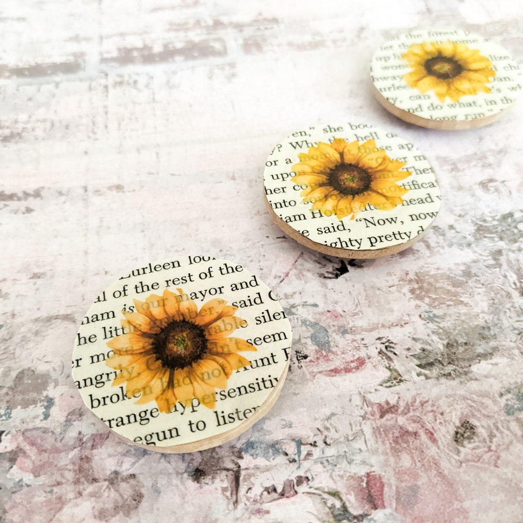 Sunflower Wood Fridge Magnets: Farmhouse Kitchen Decor, Set of 3 - Etsy