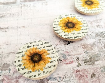 Sunflower Wood Fridge Magnets: Farmhouse Kitchen Decor, Set of 3