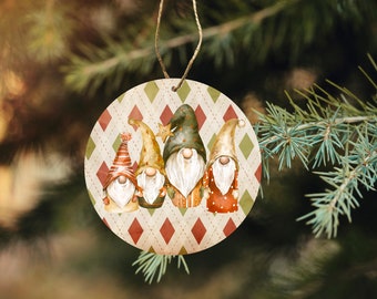 Adorno navideño de gnomo hecho a mano: decoración navideña de madera