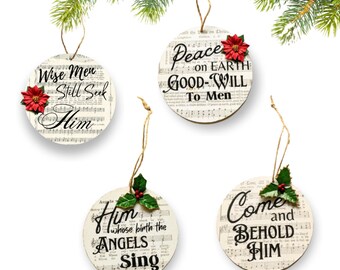 Adornos navideños de madera vintage: decoración navideña hecha a mano