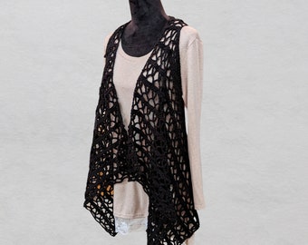 Chaleco de encaje negro para mujer