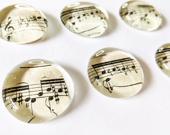 Music Note Glass Magnet, Fridge Magnets, Vintage Sheet Music Magnet Set, Music Teacher Gift, Music Gift For Friend