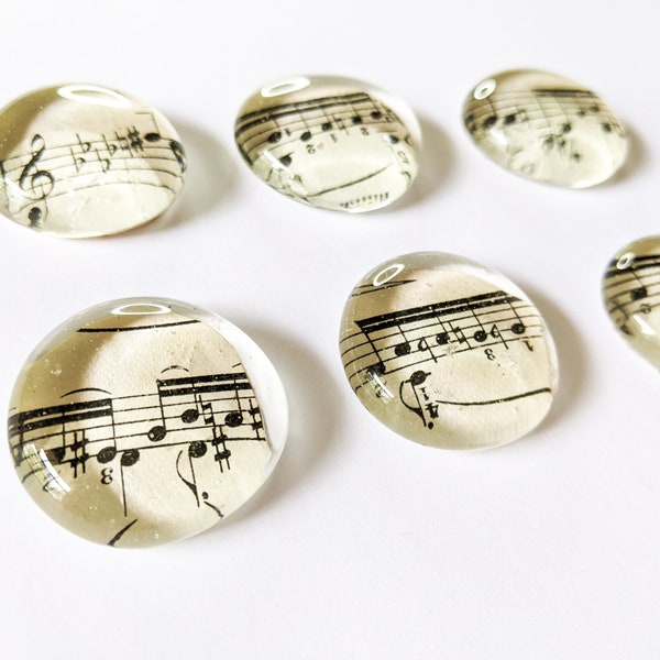 Music Note Glass Magnet, Fridge Magnets, Vintage Sheet Music Magnet Set, Music Teacher Gift, Music Gift For Friend