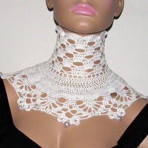Collar de encaje blanco de ganchillo: corsé gargantilla victoriano gótico con cuentas, accesorios de boda de moda alternativa imagen 9