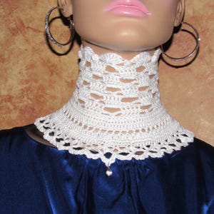 Crochet White Lace Neck Collar, Women Gothic Victorian Inspired Neck Corset, Lace Up Posture Collar, Boho Lace Jewelry, Gift for Her, Choker