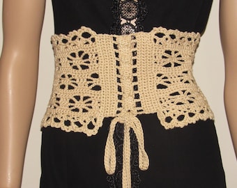 Crochet Corset Belt Pattern: Victorian Lace Underbust Waistband PDF