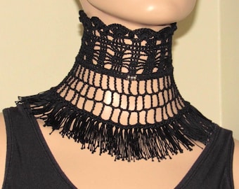 Crochet Spiderweb Lace Collar: Gothic Victorian Neck Corset Alt Wear Festival Jewelry