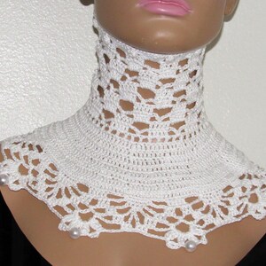 Collar de encaje blanco de ganchillo: corsé gargantilla victoriano gótico con cuentas, accesorios de boda de moda alternativa imagen 7