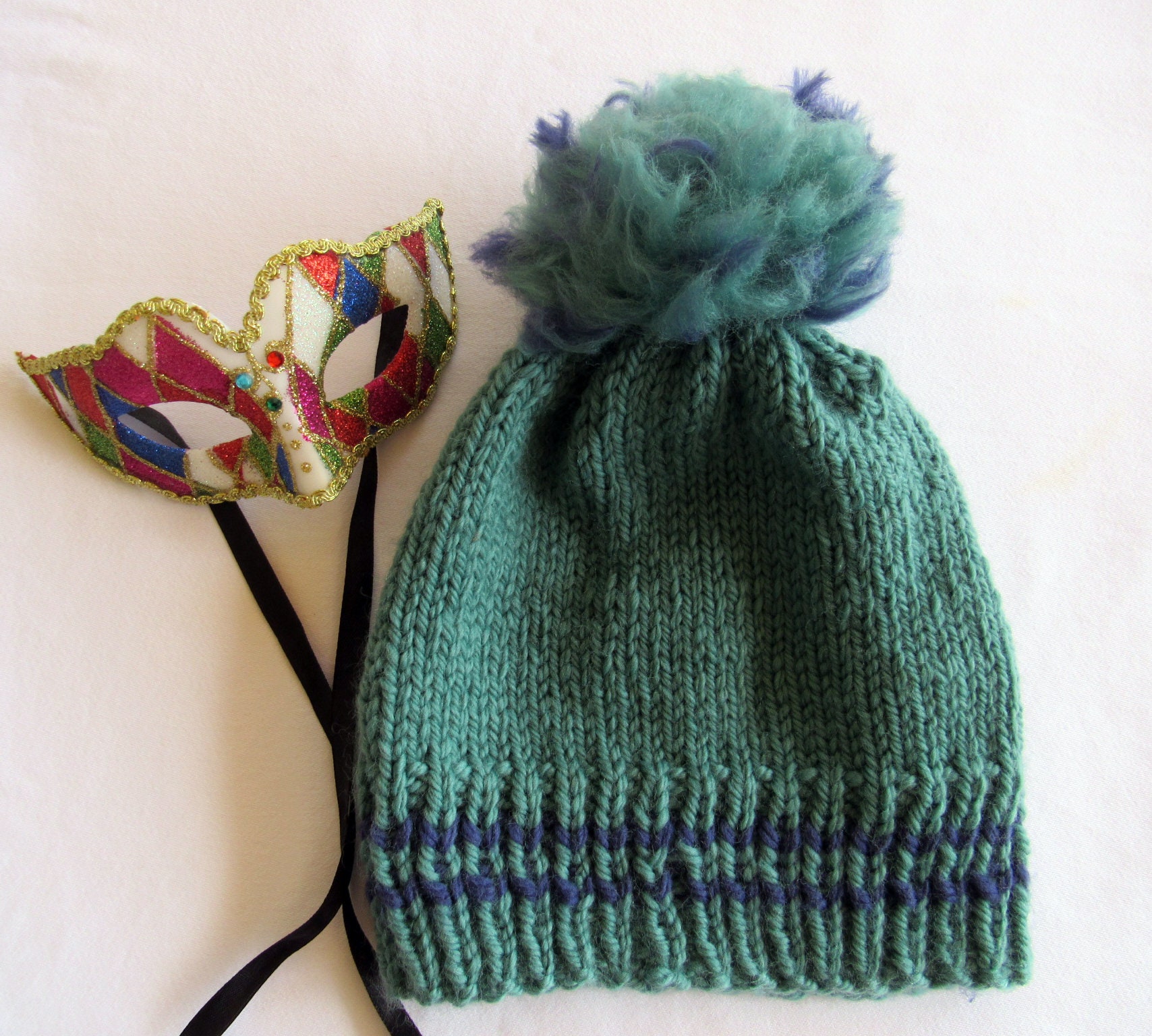 2-PCS Beige Stylish Two-Tone Pom-Pom Ear Warmer Knit Hat - Lined for Women main image 0