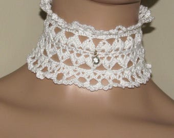 Crochet Choker Pattern: Victorian Gothic Raffled Collar Necklace Digital Download, (PDF Patterns)