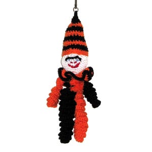 Crochet Harlequin Doll Keychain: Spooky Halloween Car Charm