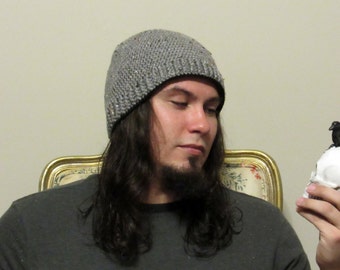 Crochet Gray Hat for Men, Handmade gifst for Him, Hats for Men, Winter Beanie for Men, Skull Caps for Men, Crochet Gray Beanie, Accessories