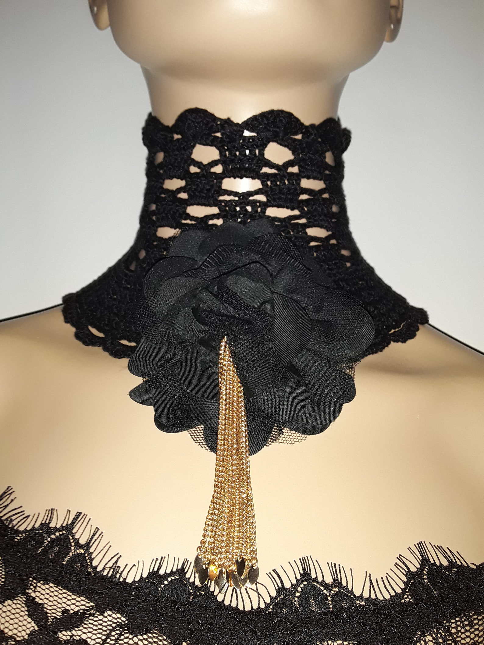 Top Corsetto In Pizzo Nero Donna - Scollo A V Con Cinghie Elastiche Taglia X-Large