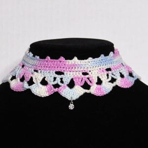 Pastel Crochet Lace Choker: Kawaii Boho Charm Necklace