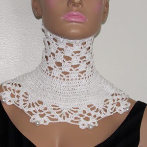 Collar de encaje blanco de ganchillo: corsé gargantilla victoriano gótico con cuentas, accesorios de boda de moda alternativa imagen 5
