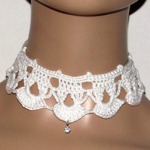 White Crochet Lace Choker, Victorian Style Lace Necklace, Handmade Lace Jewelry, Unique Gifts, Alt Wear, Boho Style Collar, Accessories