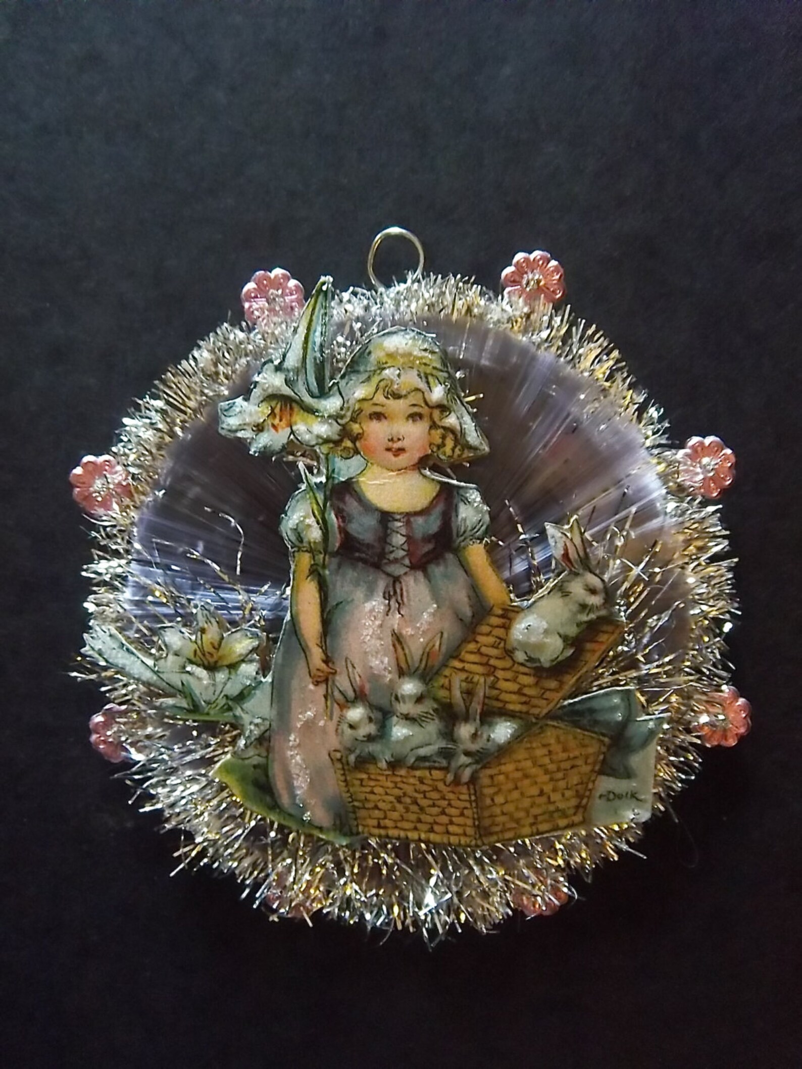 Victorian Era Inspired Holiday Ornament Girl With Lilies And Etsy