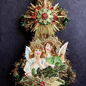 Victorian Inspired Holiday Ornament ~ Angels Praying with Candle / Mother Mary with Baby Jesus