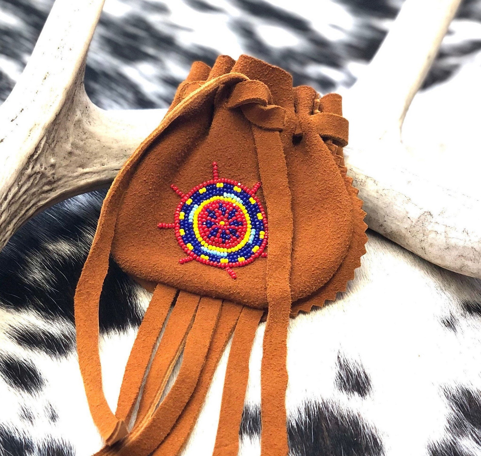 SMALL MEDICINE BAG Seed Bead Medicine Bag Beaded Leather Etsy
