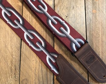 Brown Guitar Strap | Adjustable Guitar or Bass Strap | Electric or Acoustic Guitar Strap | Cool Rocker Guitar Strap