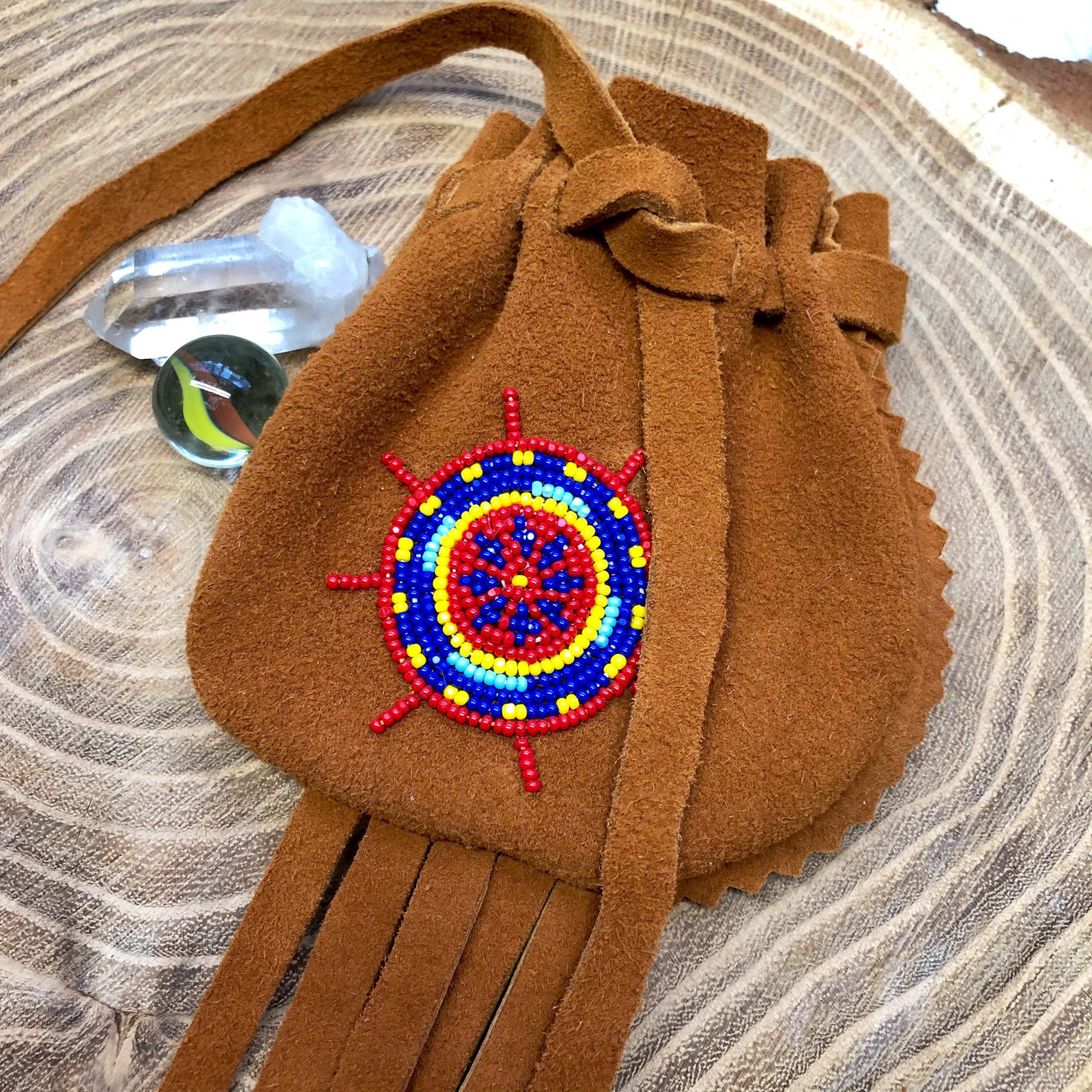 Small Medicine Bag Seed Bead Medicine Bag Beaded Leather Etsy