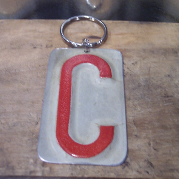 Letter C - Recycled - Repurposed - Upcycled License Plate Keychain