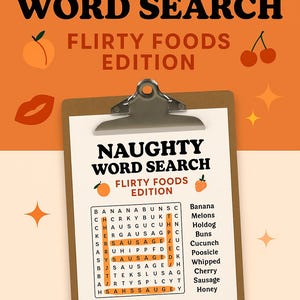 Naughty Word Search – Flirty Foods Edition – Bachelorette Party Game Printable – Girls Night – Funny Adult Word Puzzle – Instant Download