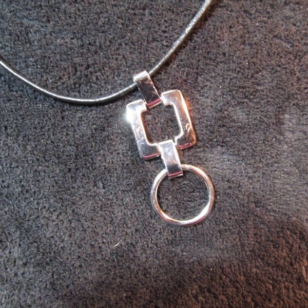 Symbols of Zen, square and the Zen circle, pendant, nickel silver will not tarnish (shipped flatpack) (dr#1)