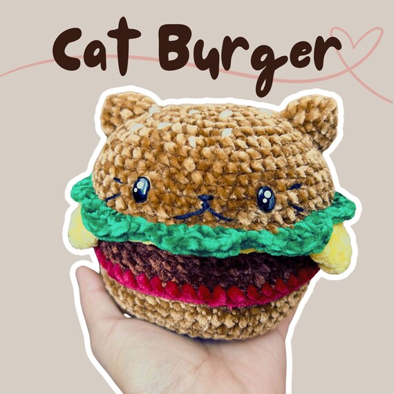 Cat Burger Handmade Crochet Soft Plush Etsy