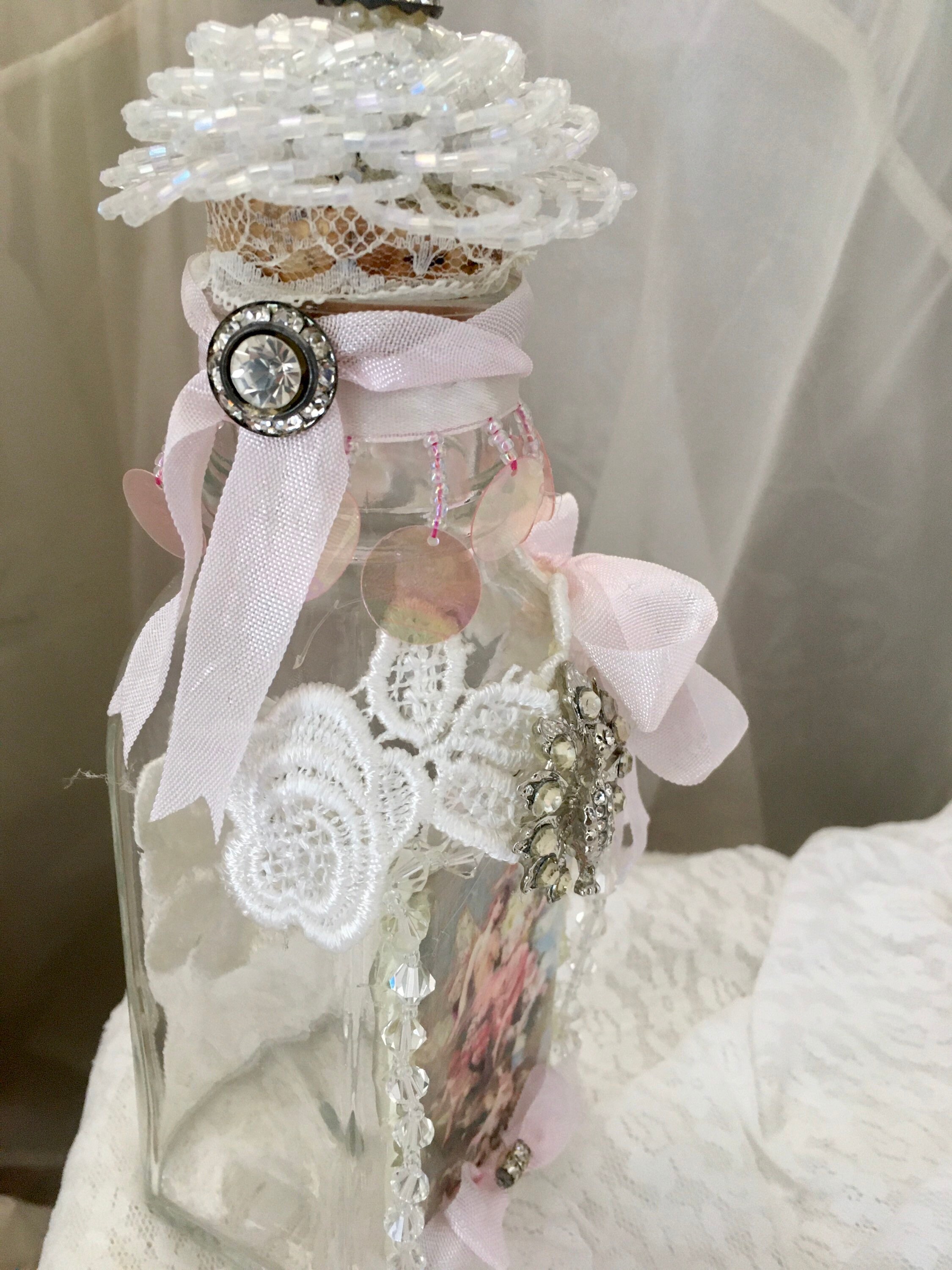 Decorated Bottle and Soap for Baptism. Shabby Chick Bottle. - Etsy