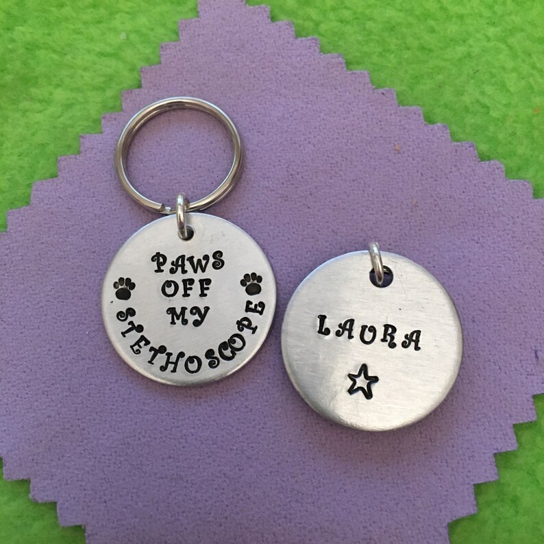 Personalised Hand Stamped Stethoscope Charm Name Tag gift for Etsy