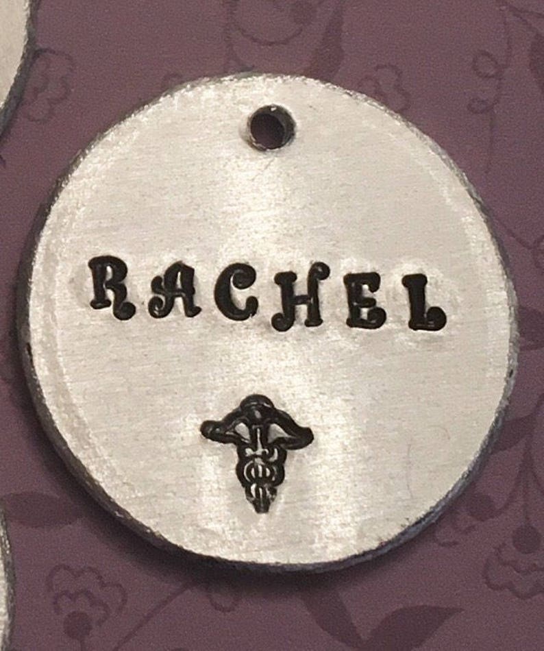 Personalised Hand Stamped Stethoscope Charm Name Tag gift for Etsy