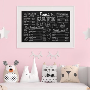 Imprima você mesmo NOME PERSONALIZADO Menu de parede digital - Menu de café de sala de jogos Quadro negro de mentira para crianças - Download digital personalizado - Adicione seu próprio nome