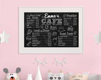 Print-Yourself CUSTOM NAME Digital Wall Menu - Playroom Cafe Menu Pretend Chalkboard for Kids - Personalized Digital Download - Add Own Name