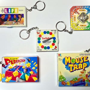 Classic Mini Board Game Keychains piece set Milton Bradley's Mouse  Trap, Trouble, Twister, Perfection, The Game of Life, vintage 90s