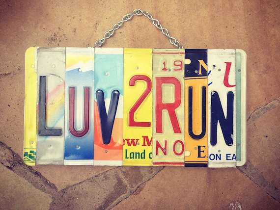 Runners Gift License Plate LUV 2 RUN License Plate Art Sign, Gift for Runners, Runners Sign, License Plate Art, Marathon Gift, Run Sign