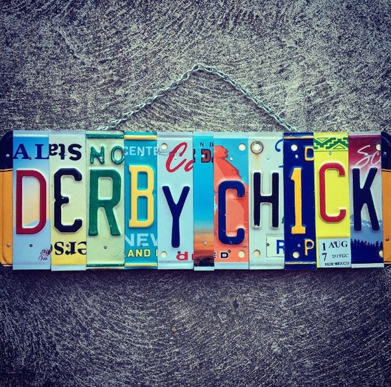 DERBY CHICK. Roller Derby- License plate- Gift for her- Roller Skating Gift Idea. Derby girl gift.