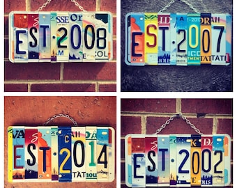 Anniversary Custom License Plate Date Sign, Wedding Anniversary Date, Save the Date, Anniversary Gift for Him, Custom Date.