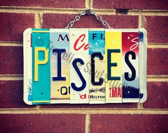 Pisces Zodiac License Plate Sign, Pisces Zodiac, Pisces Horoscope, Pisces Gift, Zodiac Sign, Astrology Sign, New Age Gifts, HomeDecor,