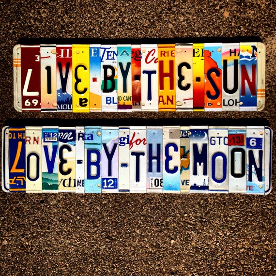 Boho decor. Bohemian. Live by the Sun love by the moon. Hippie decor. License plate art. Gift for her.