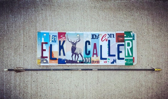 Elk Caller Bow Hunting Sign, Gift for Hunter, Bow Hunting Sign, Mancave, License Plate, Hunting Decor, Cabin Wall Hanging, Gift for Husband