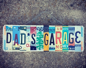 Dad's Garage Sign, Garage Sign, Gift for Dad, Mechanics Gift, Gift for Men, Car Decor, License Plate Sign, Garage Decor, Dad Birthday Gift.