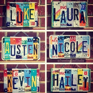 License Plate Name Sign, Gifts for Kids, Childrens Gifts, Dorm Room Decor, Personalized Gifts, Custom Names, License Plate Art, Unique Gift