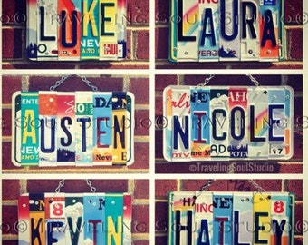 License Plate Name Sign, Gifts for Kids, Childrens Gifts, Dorm Room Decor, Personalized Gifts, Custom Names, License Plate Art, Unique Gift