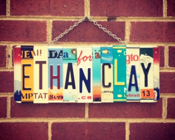 Boys License Plate Name Sign, Gifts for Men, Boys Room, Dorm Room Decor, Personalized Gifts, Custom Names, License Plate Art