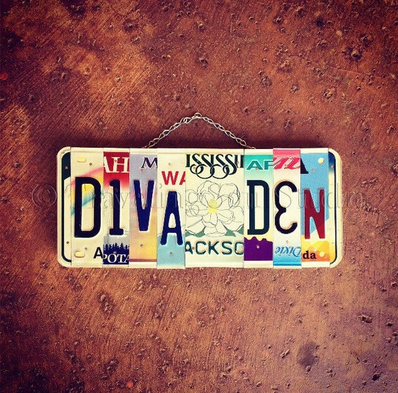 Girls Diva License Plate Sign, Diva Den Sign, Gift for Girl, Girls Only Sign, Girls Room Decor.