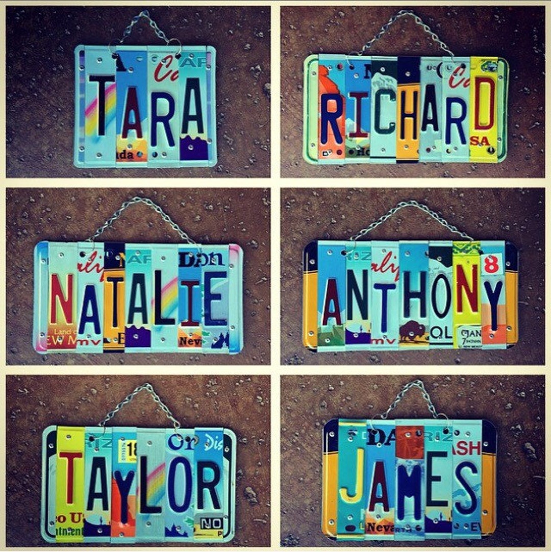 License Plate Signs, Custom Name Signs, Dorm Room Decor, Kids Birthday