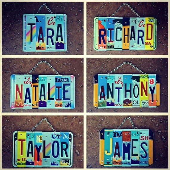 License Plate Signs, Custom Name Signs, Dorm Room Decor, Kids Birthday Gift, Recycled Art, Employee Appreciation, Car Memorabilia.